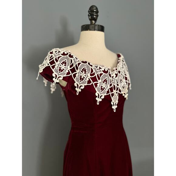 Vintage Formal Dress Prom Velvet Victorian WhimsyGoth Christmas Grunge Winter - Picture 4 of 12